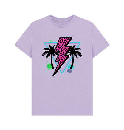 Pink lightning bolt palm tree crew neck t-shirt - Trend Tonic
