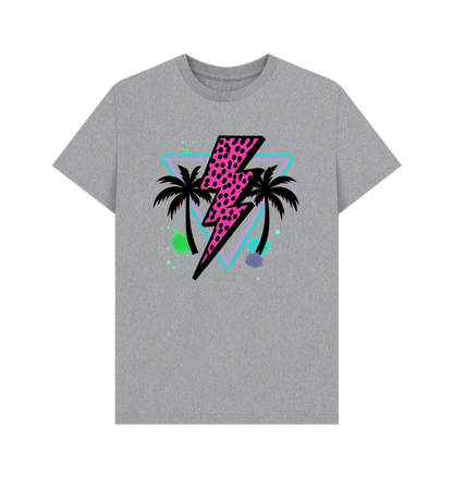 Pink lightning bolt palm tree crew neck t-shirt - Trend Tonic