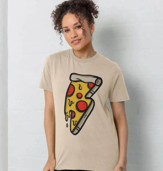 Pizza lightning bolt crew neck t-shirt - Trend Tonic