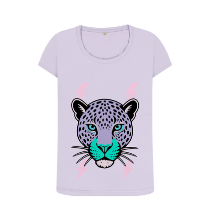 Purple leopard face scoop neck t-shirt - Trend Tonic