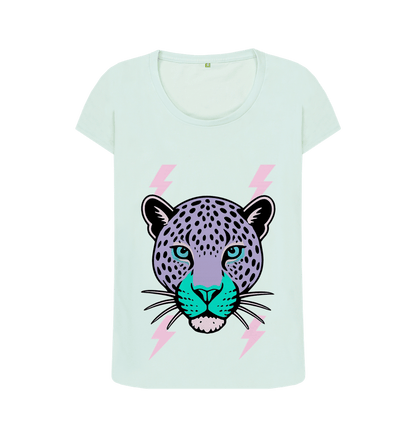 Purple leopard face scoop neck t-shirt - Trend Tonic
