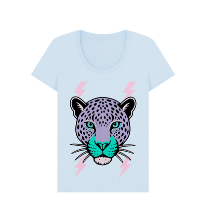 Purple leopard face scoop neck t-shirt - Trend Tonic