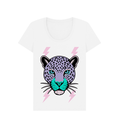 Purple leopard face scoop neck t-shirt - Trend Tonic