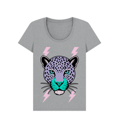 Purple leopard face scoop neck t-shirt - Trend Tonic