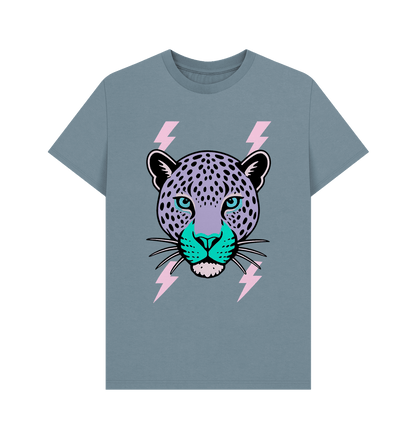 Purple leopard lightning bolt crew neck t-shirt - Trend Tonic
