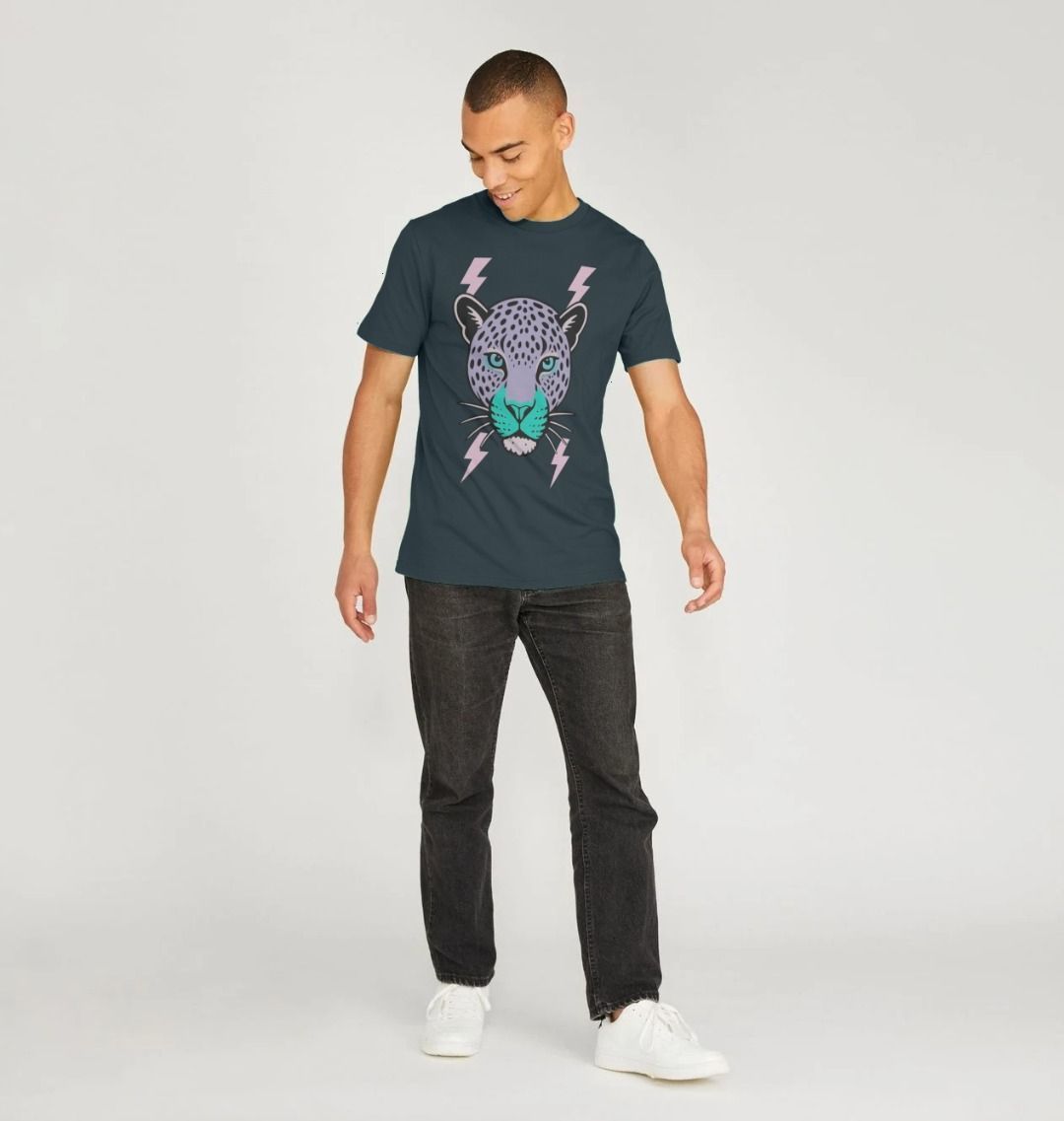 Purple leopard lightning bolt crew neck t-shirt - Trend Tonic