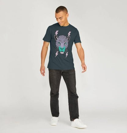 Purple leopard lightning bolt crew neck t-shirt - Trend Tonic