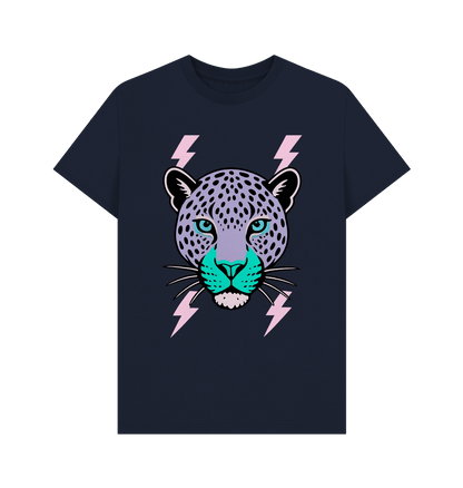 Purple leopard lightning bolt crew neck t-shirt - Trend Tonic