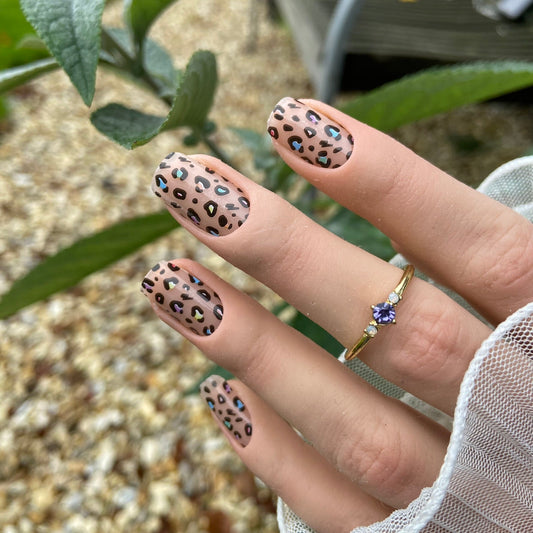 Rainbow leopard print nail wraps - Trend Tonic