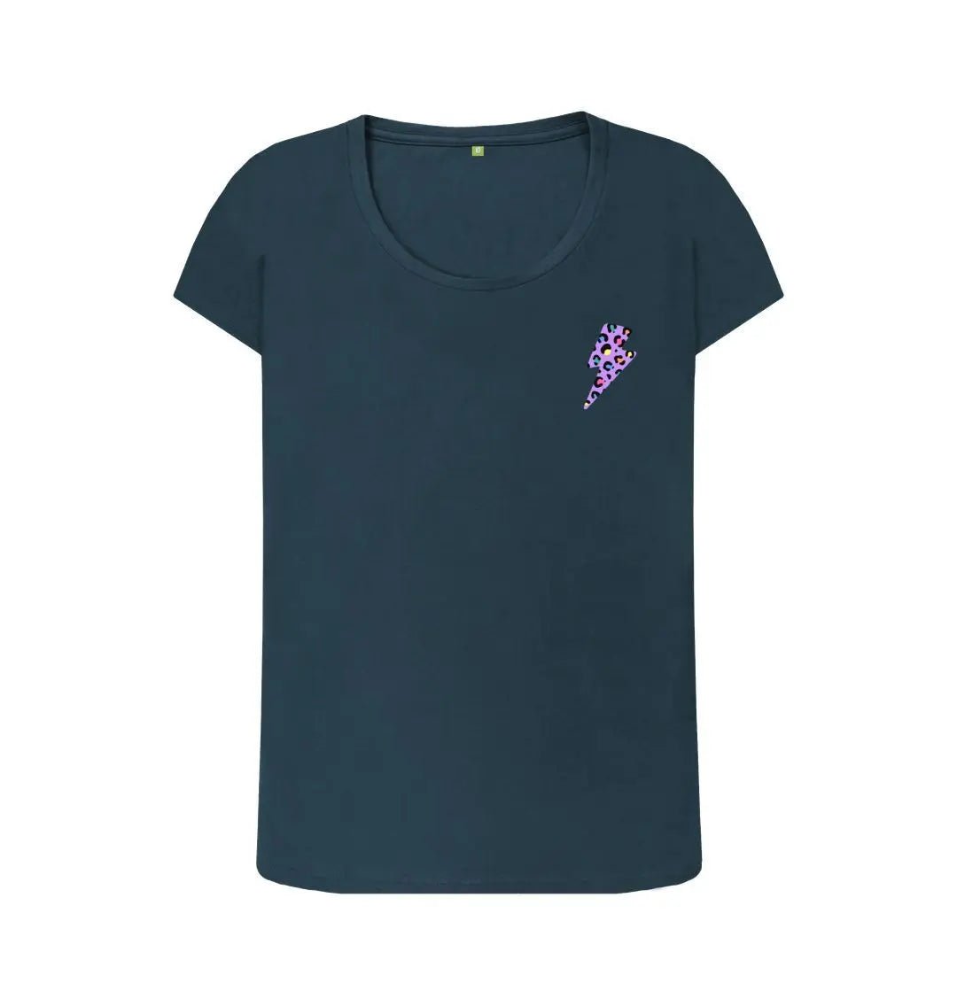 Rainbow leopard print scoop neck tshirt - Trend Tonic
