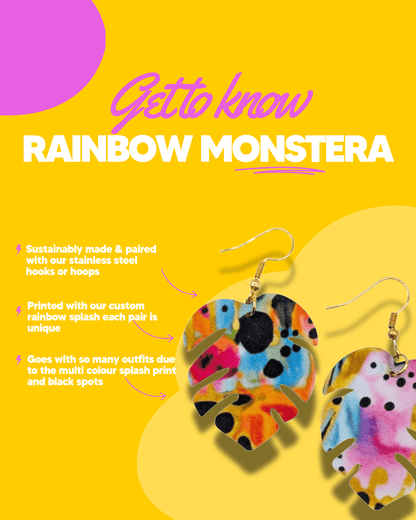 Rainbow monstera leaf earrings - Trend Tonic