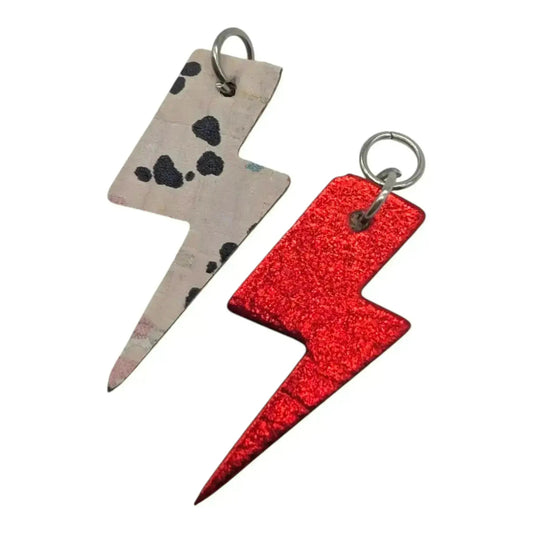 Red and flash mini lightning bolt cork charms - Trend Tonic