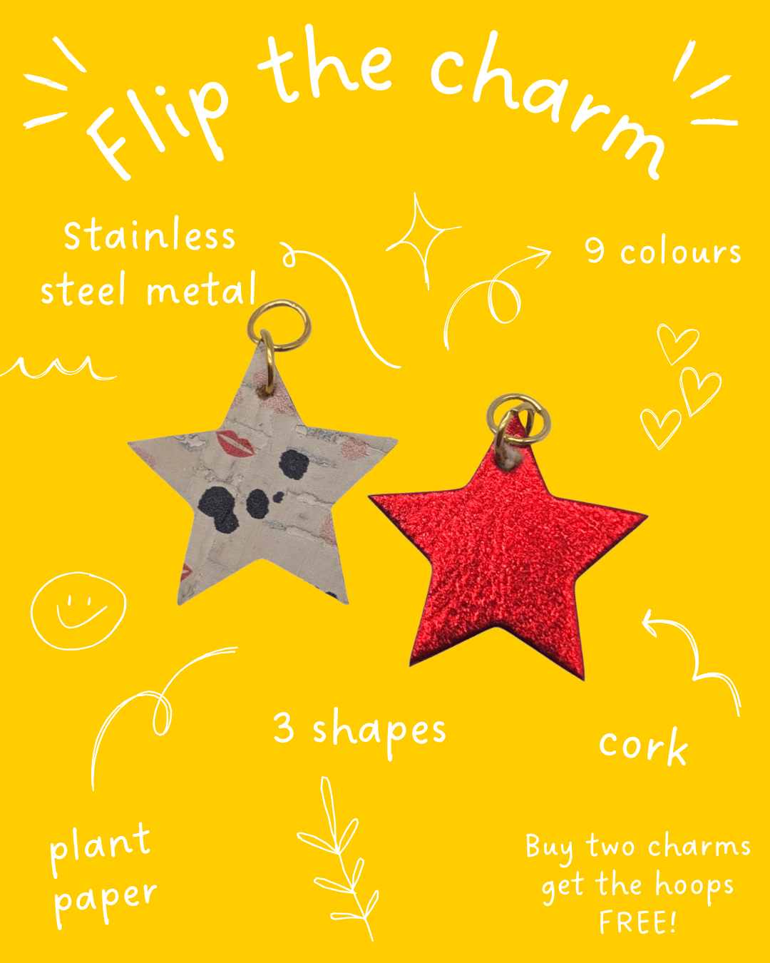 Red and flash mini star cork charms - Trend Tonic