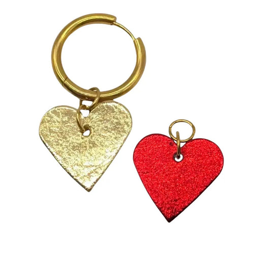 Red and gold mini heart cork charms - Trend Tonic