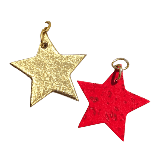 Red and gold mini star cork charms - Trend Tonic