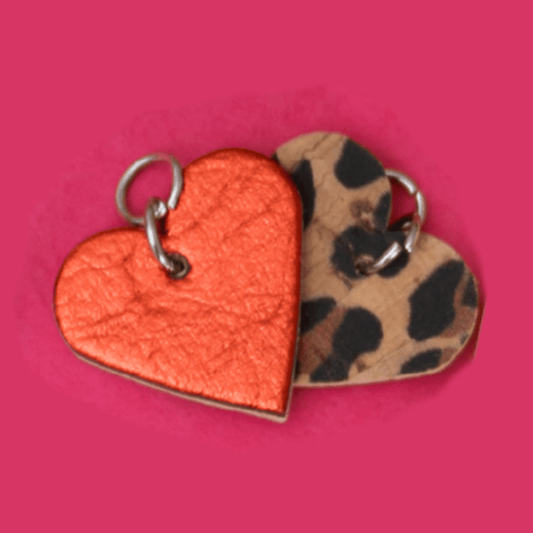 Red and leopard mini heart cork charms - Trend Tonic
