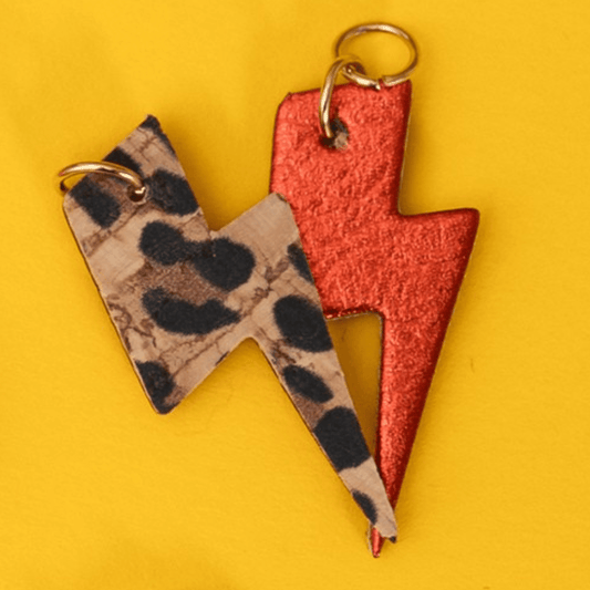 Red and leopard mini lightning bolt cork charms - Trend Tonic