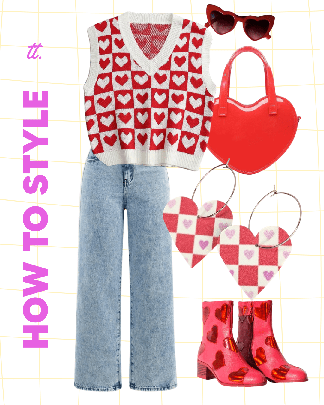 Red and white checked hearts - Trend Tonic