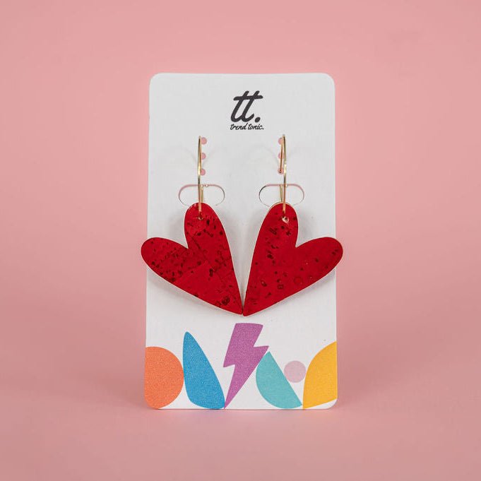 Red cork Heart hoop earrings - Trend Tonic