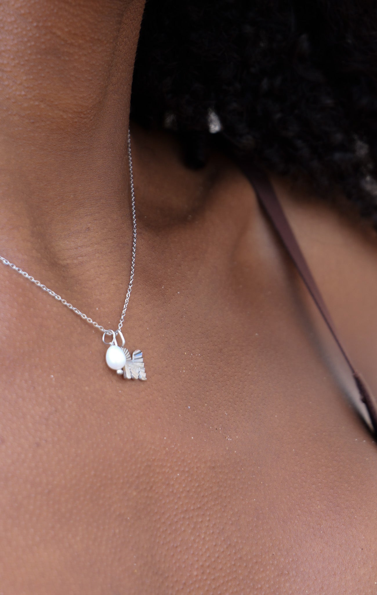 Silver sunbeam initial necklace
