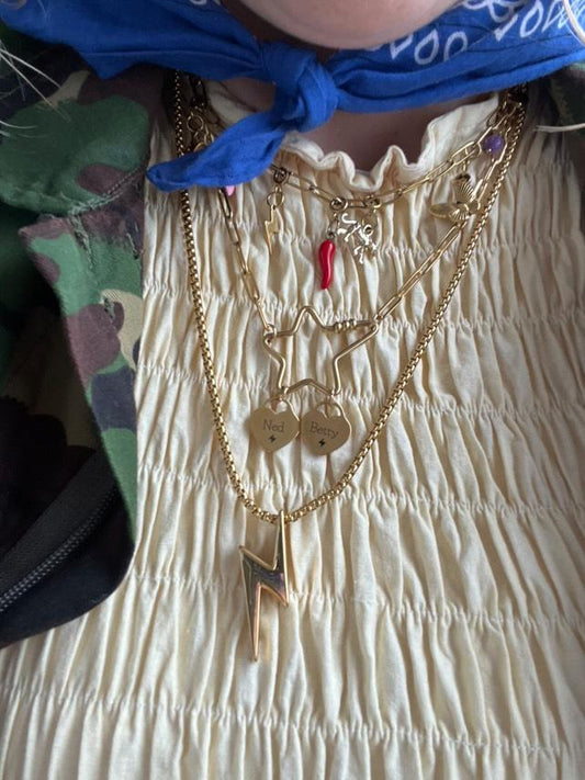 Long chunky lightning bolt necklace