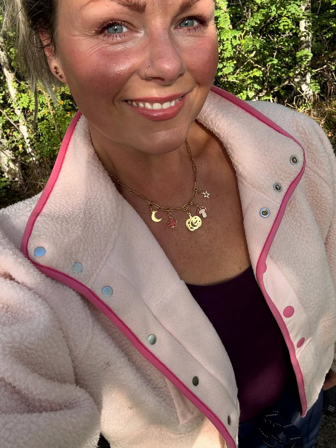 Gold autumn charm necklace