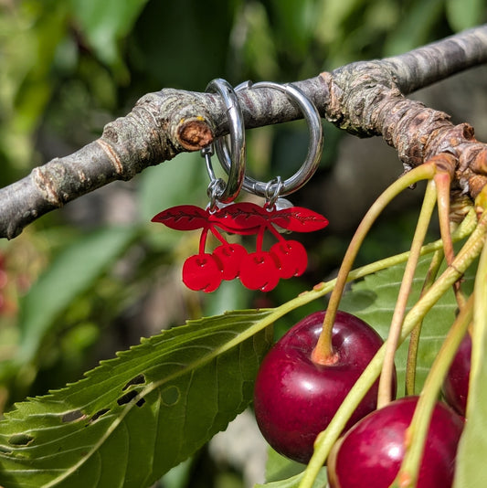 Cherry and pearl charms for earrings