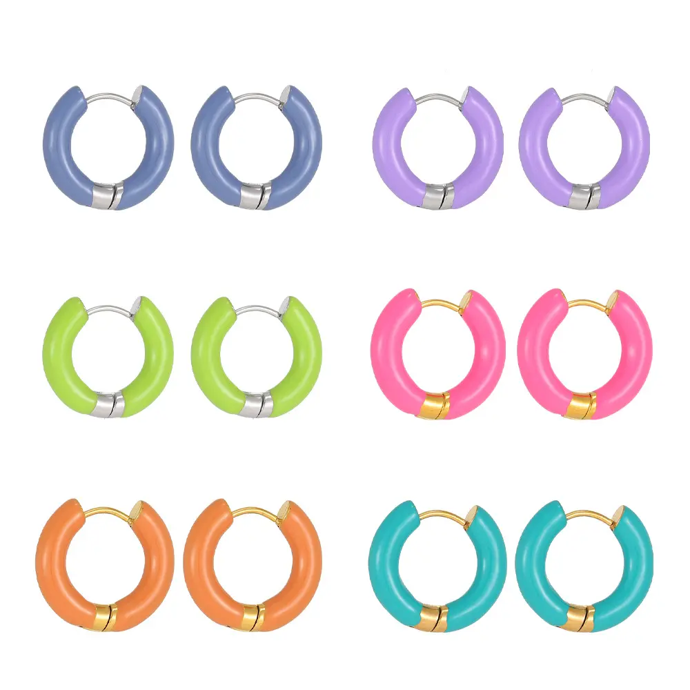 a group of colorful hoop earrings