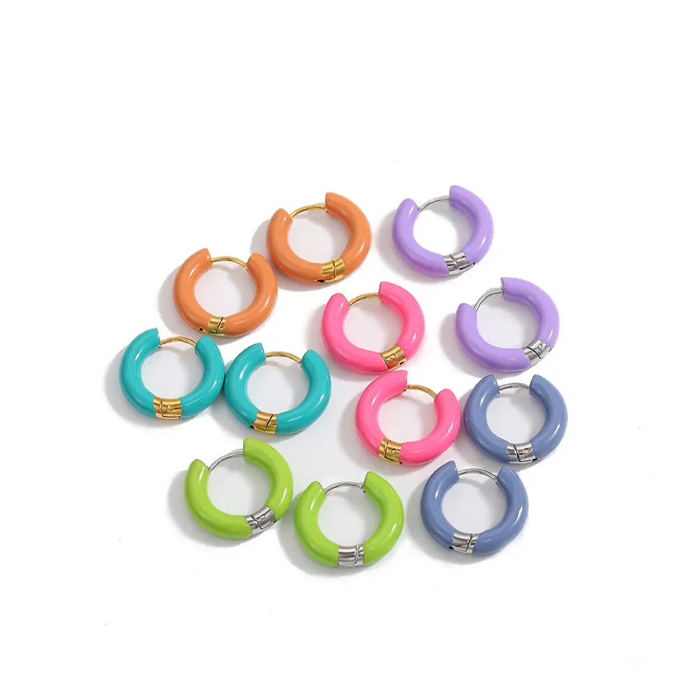 a group of colorful hoop earrings