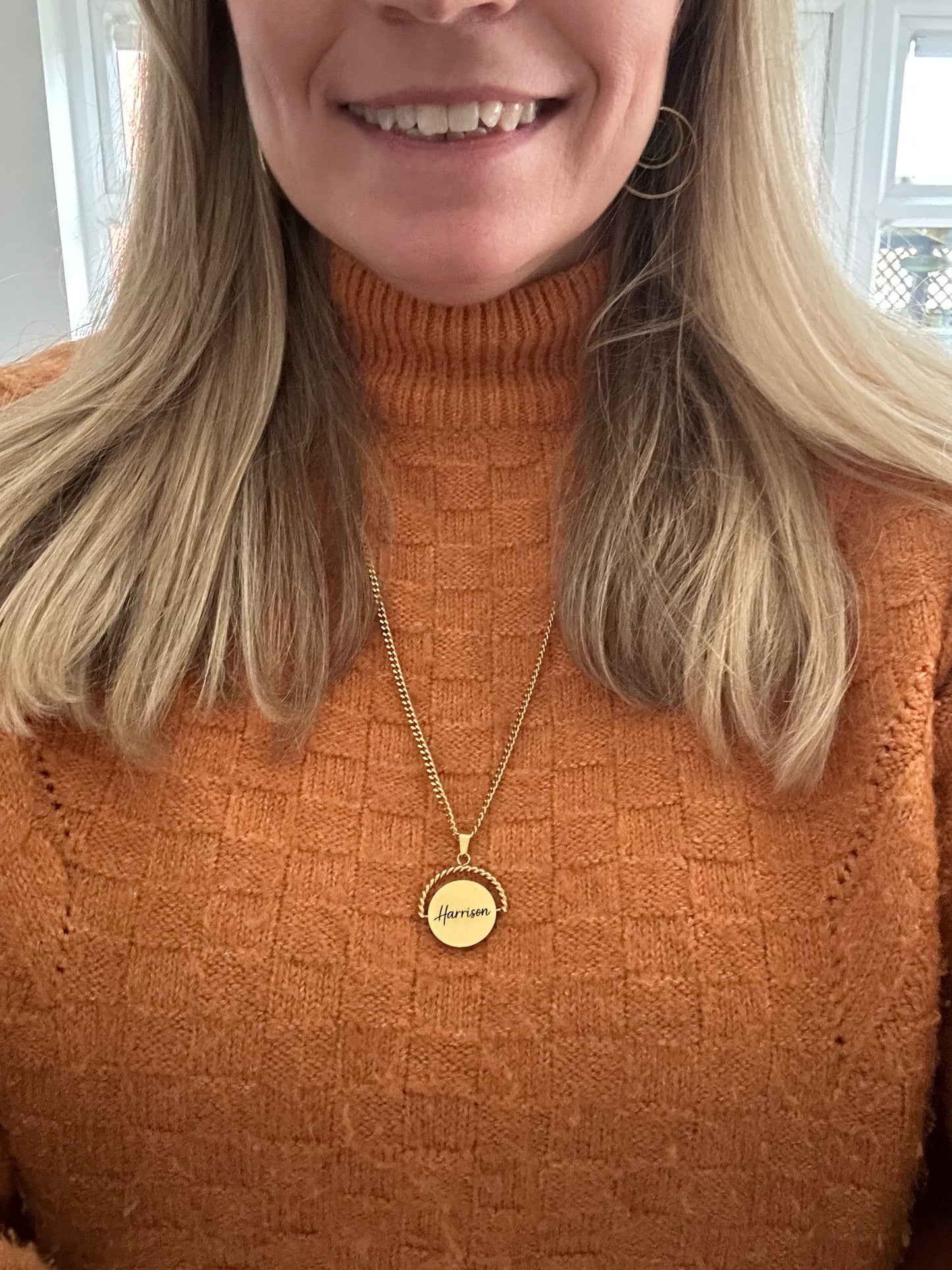 Statement Custom Engraved Spinner Necklace