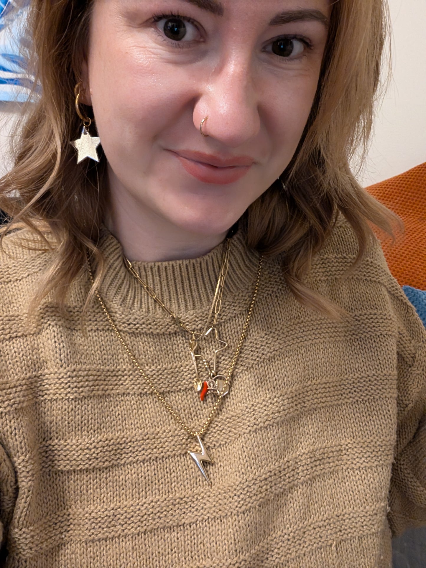 Long chunky lightning bolt necklace