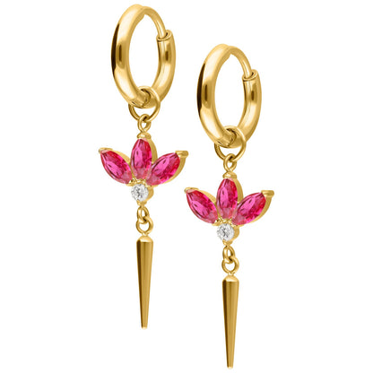 Ruby lotus hoop earrings - Trend Tonic