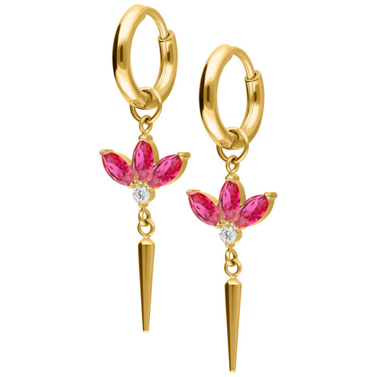 Ruby lotus hoop earrings - Trend Tonic