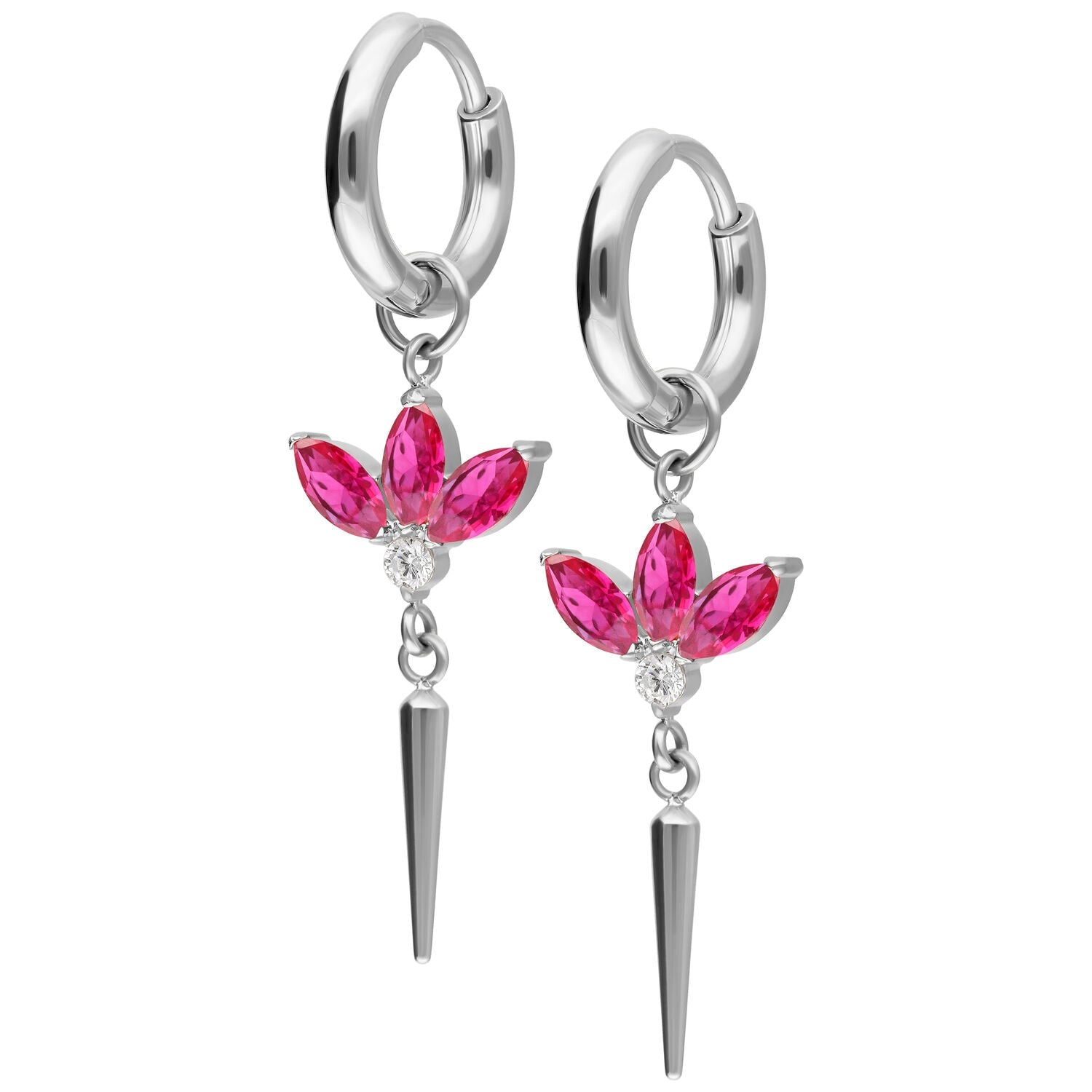 Ruby lotus hoop earrings - Trend Tonic