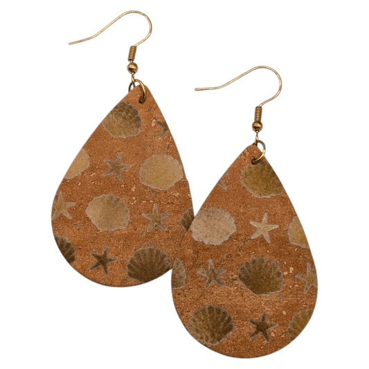 Sea sirens sand and gold shell teardrop earrings - Trend Tonic
