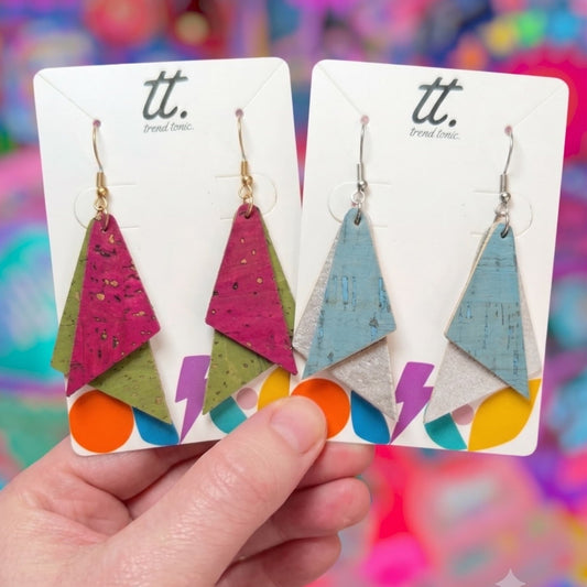 Shard Cork Earrings - Trend Tonic