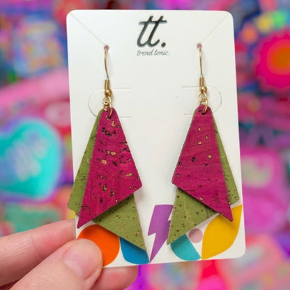 Shard Cork Earrings - Trend Tonic