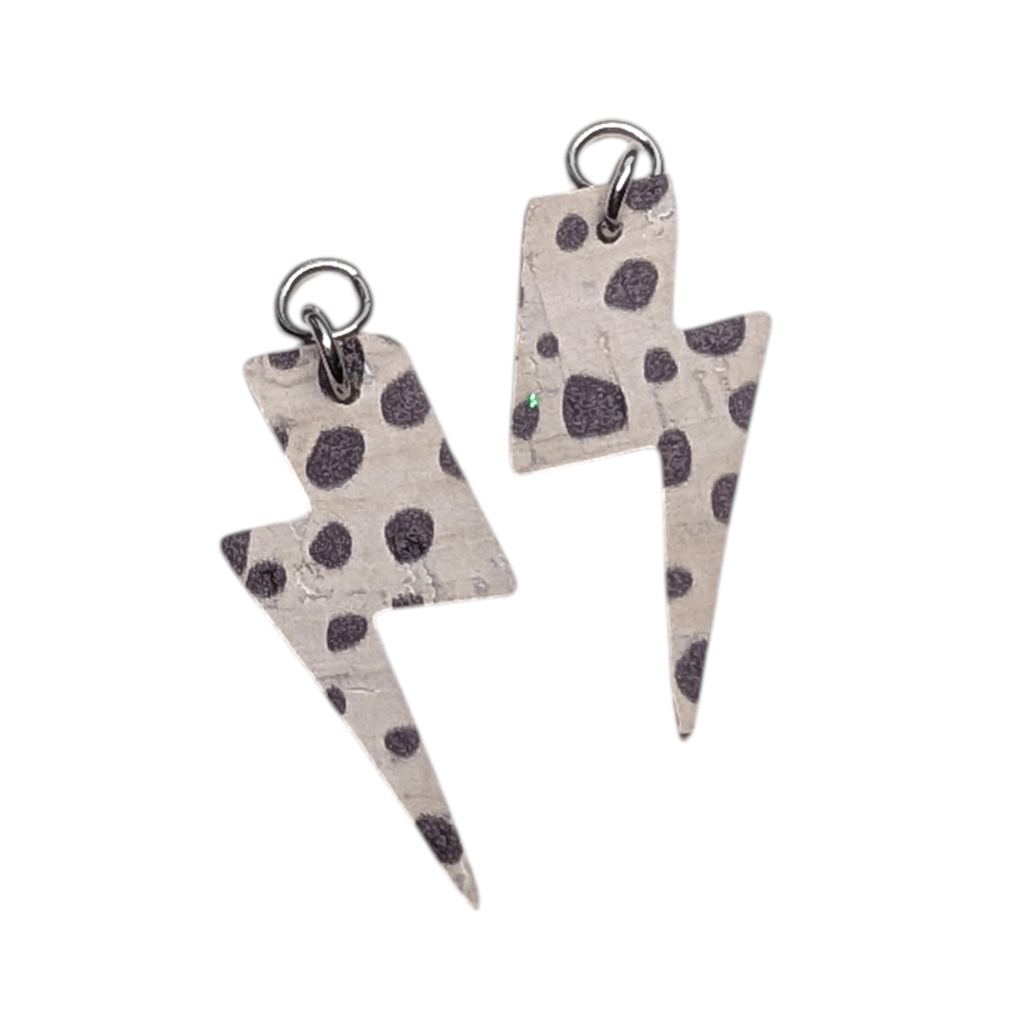 Silver and dalmation mini lightning bolt cork charms - Trend Tonic