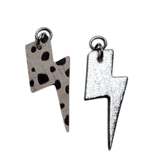 Silver and dalmation mini lightning bolt cork charms - Trend Tonic