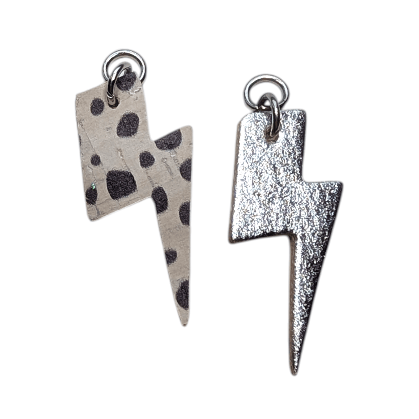 Silver and dalmation mini lightning bolt cork charms - Trend Tonic