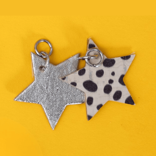 Silver and dalmation mini star cork charms - Trend Tonic