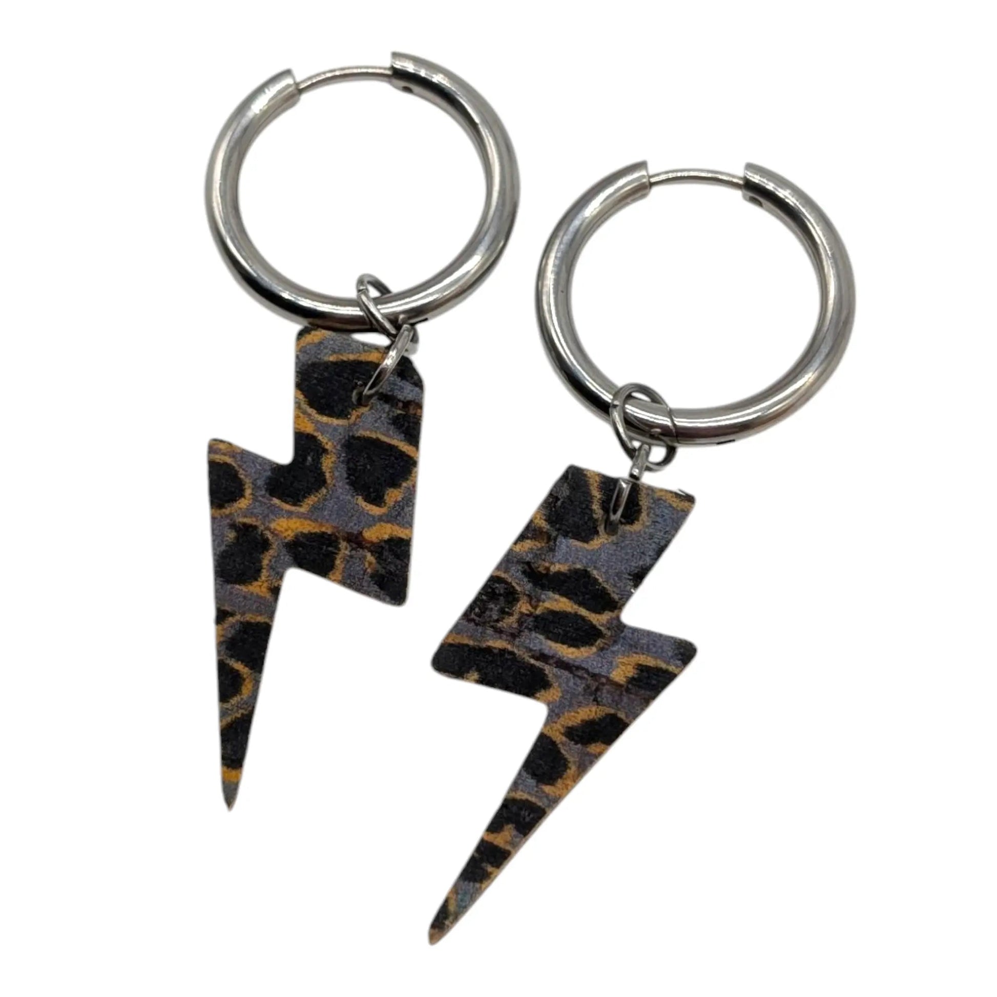 Silver and grey leopard mini lightning bolt cork charms - Trend Tonic