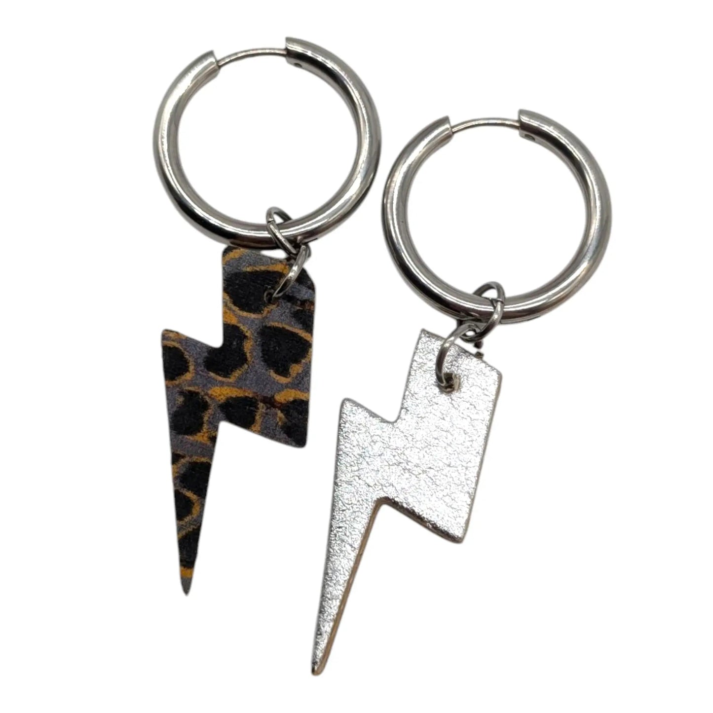 Silver and grey leopard mini lightning bolt cork charms - Trend Tonic