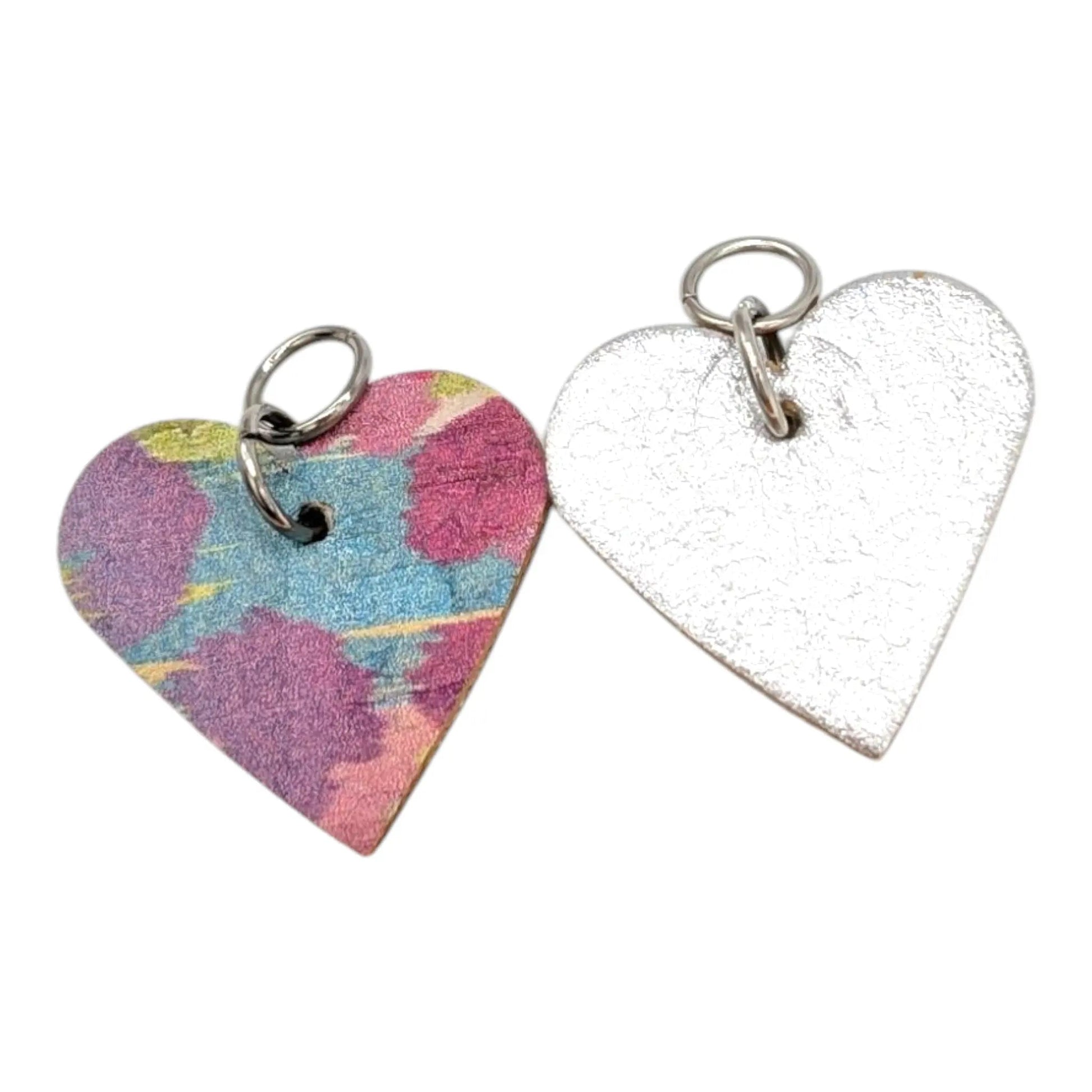 Silver and rainbow leopard mini heart cork charms - Trend Tonic
