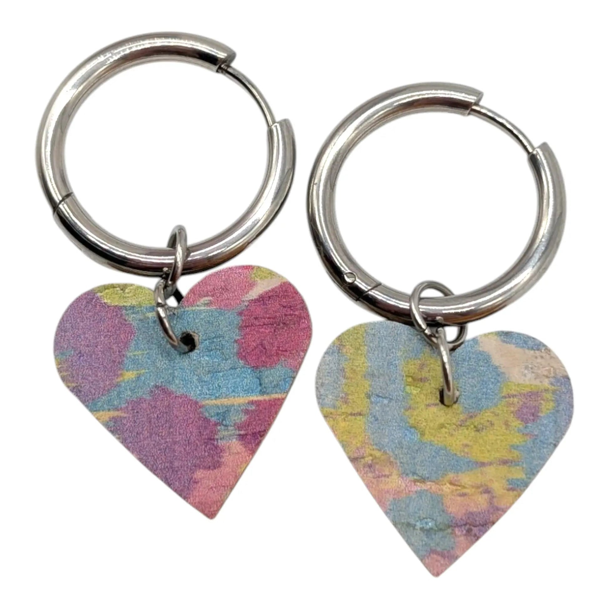 Silver and rainbow leopard mini heart cork charms - Trend Tonic