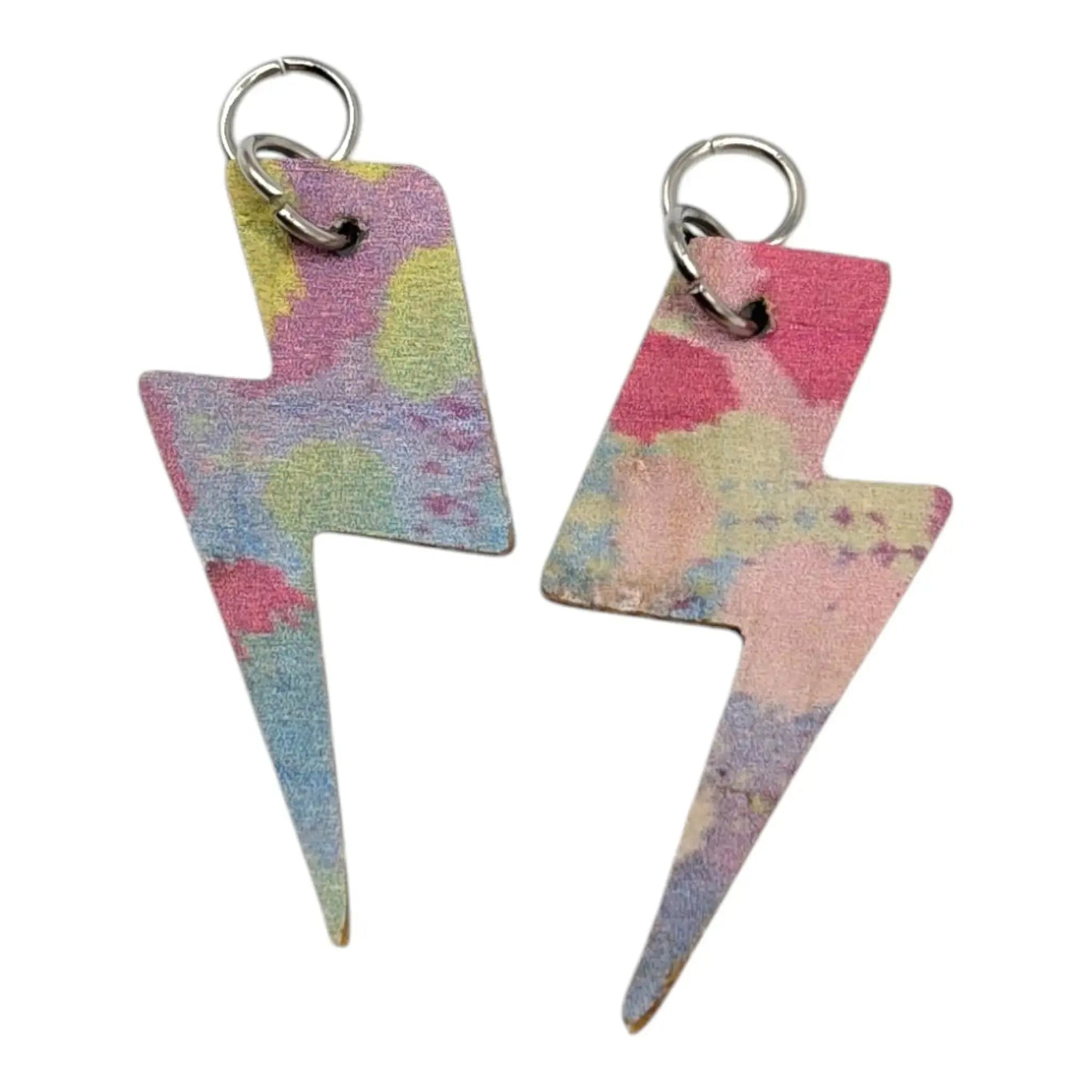 Silver and rainbow leopard mini lightning bolt cork charms - Trend Tonic