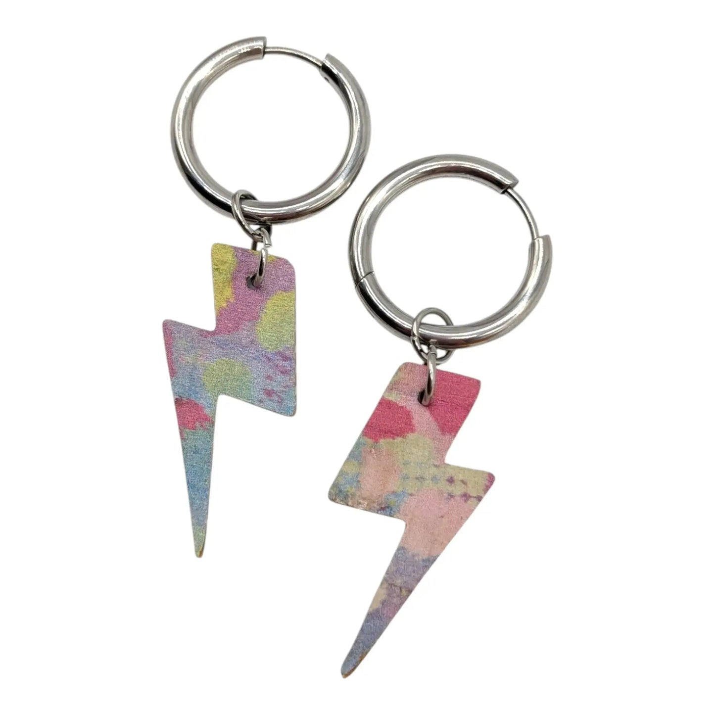 Silver and rainbow leopard mini lightning bolt cork charms - Trend Tonic