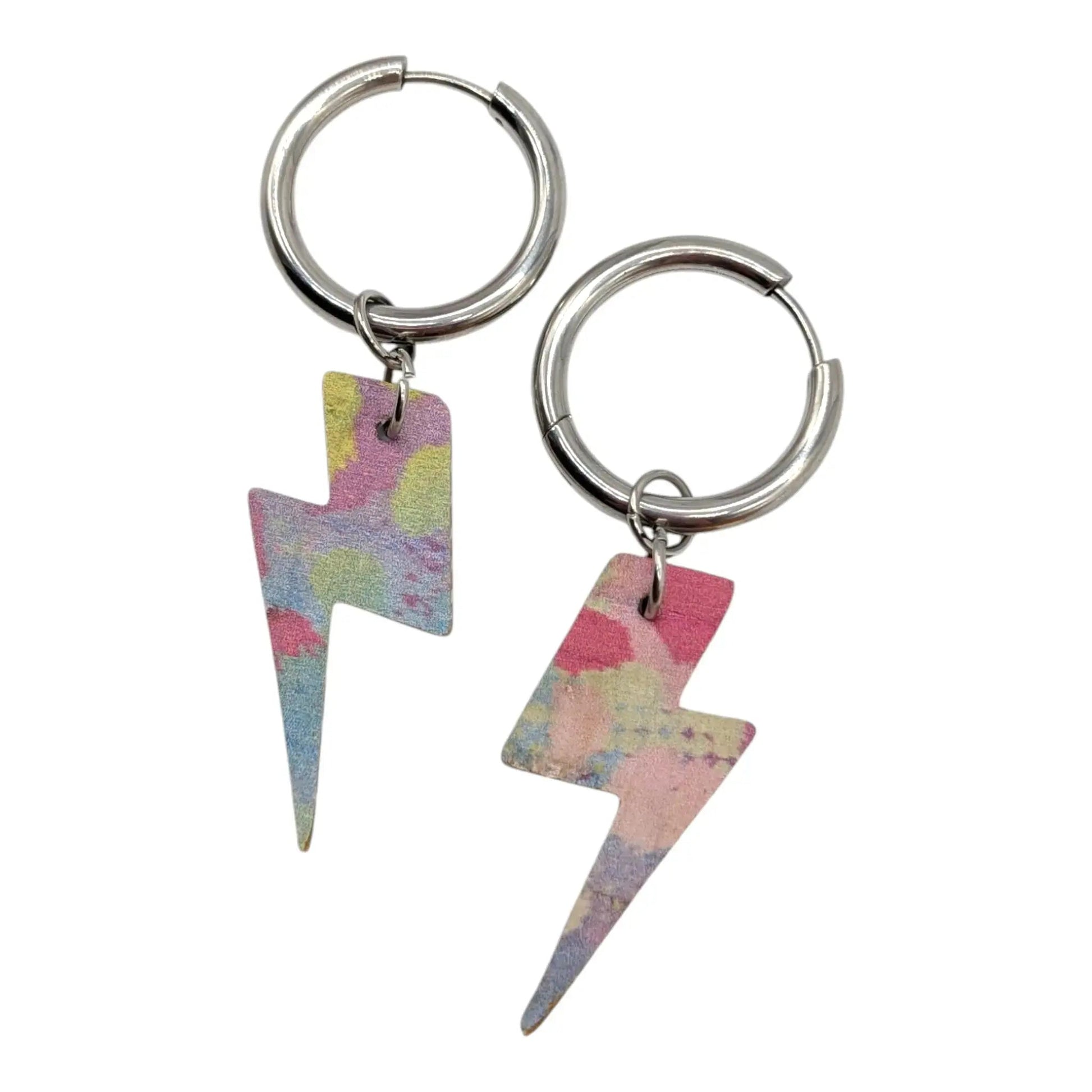 Silver and rainbow leopard mini lightning bolt cork charms - Trend Tonic