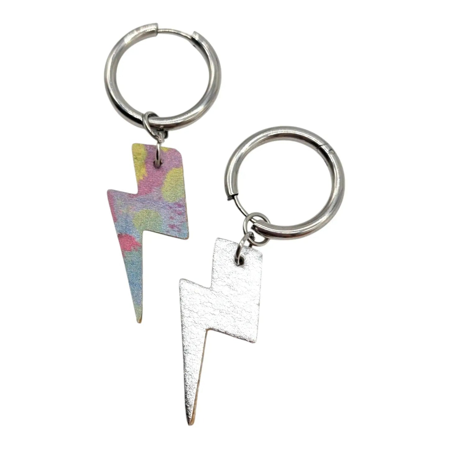 Silver and rainbow leopard mini lightning bolt cork charms - Trend Tonic