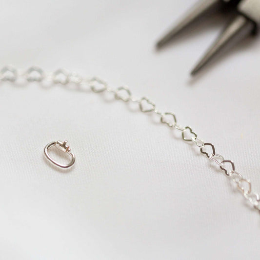 Silver heart chain love links permanent bracelet kit - Trend Tonic